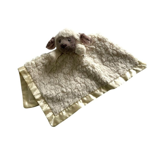 Mary Meyer Baby Lamb Lovey Security Blanket Cream Plush Satin Trim Ivory Cream - Picture 2 of 9
